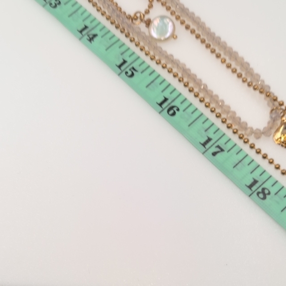 Brown and Gold Layered Necklace with Dainty Chains - Picture 7 of 7